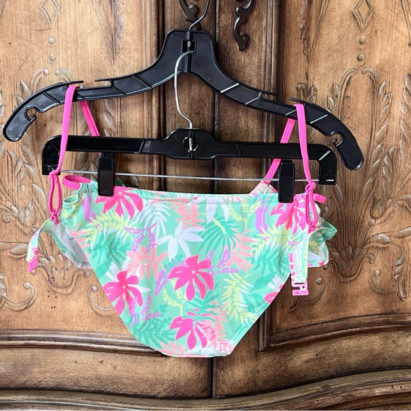 Zara Kids Girls Bikini Set Exotic Swimsuit Pink & Green Floral Design 11 12 - Picture 15 of 16